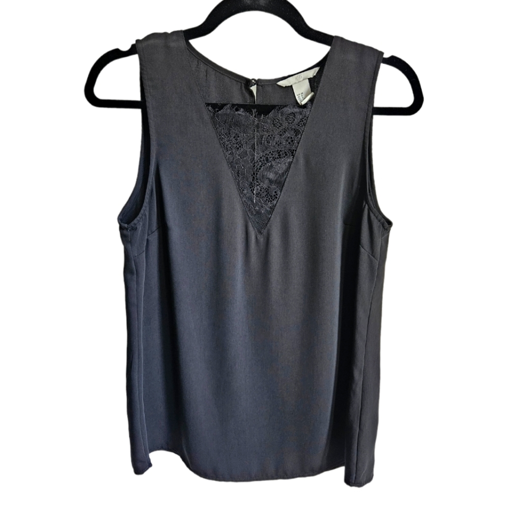 H&M Black Lace Sleevless Blouse 8us